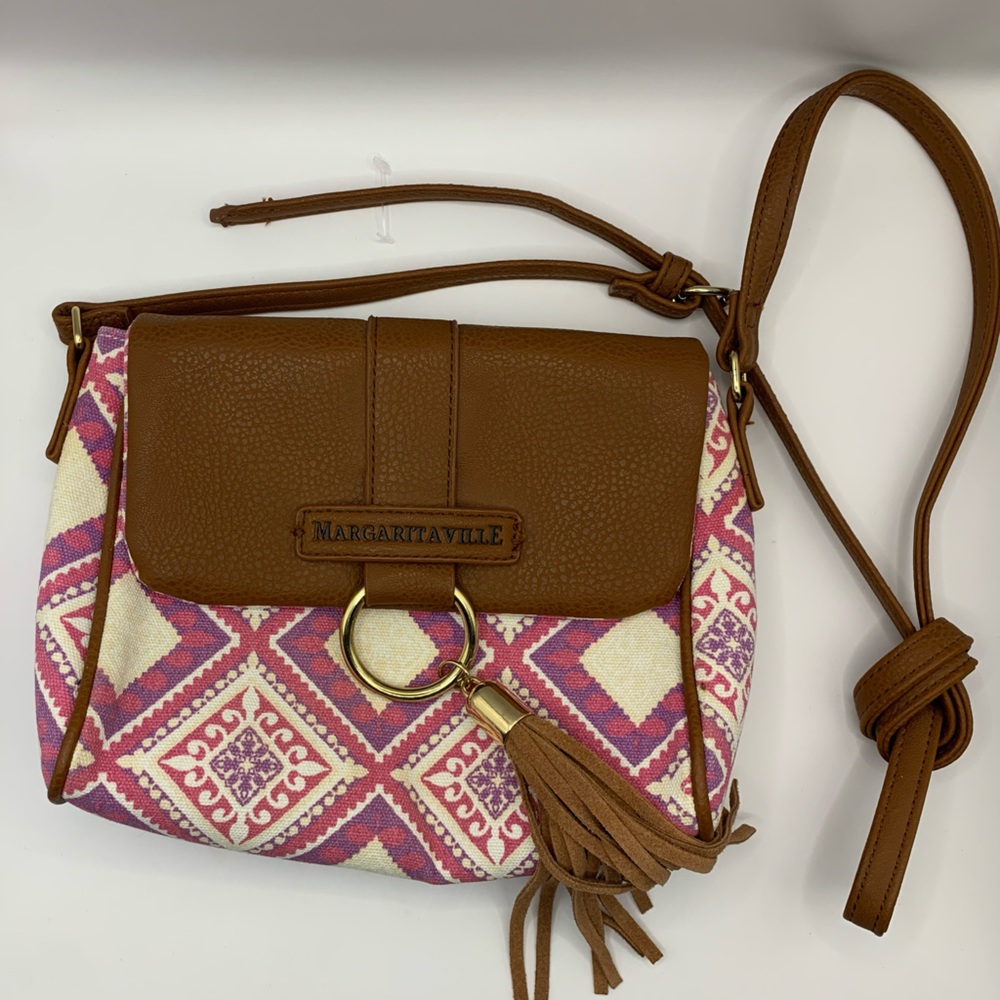 NWOT- leather and canvas crossbody purse by Margaritaville